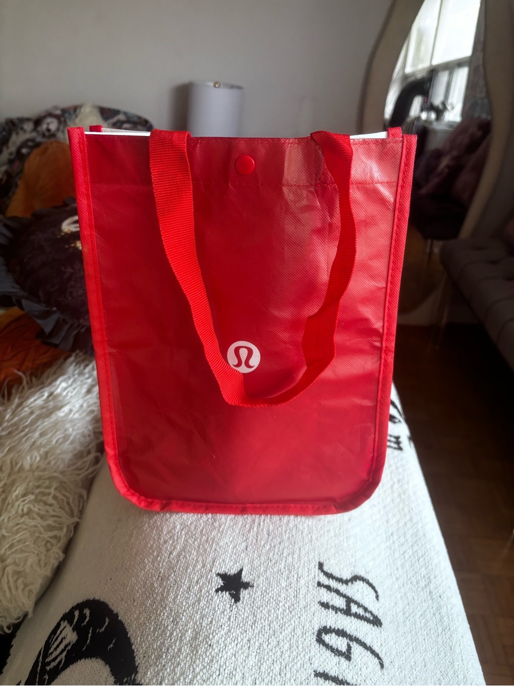 lululemon athletica Red Logo Tote with Snap Closure